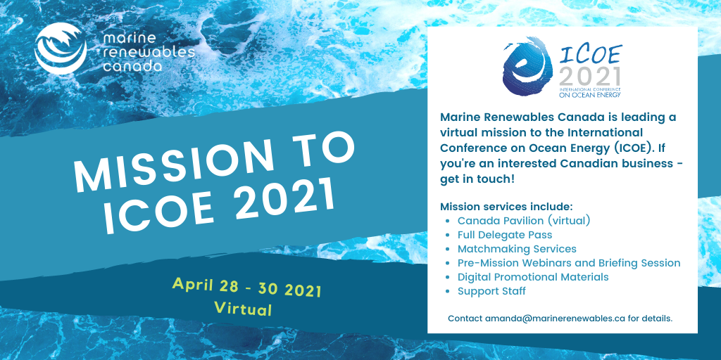 Marine Renewables Canada VIRTUAL Mission to ICOE 2021 April 2830, 2021